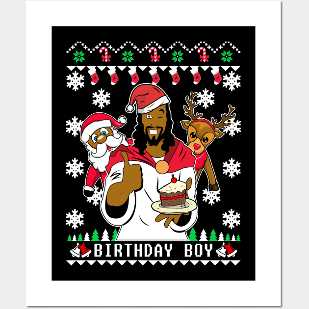 Birthday Boy Ugly Christmas Sweater Wall Art by KsuAnn